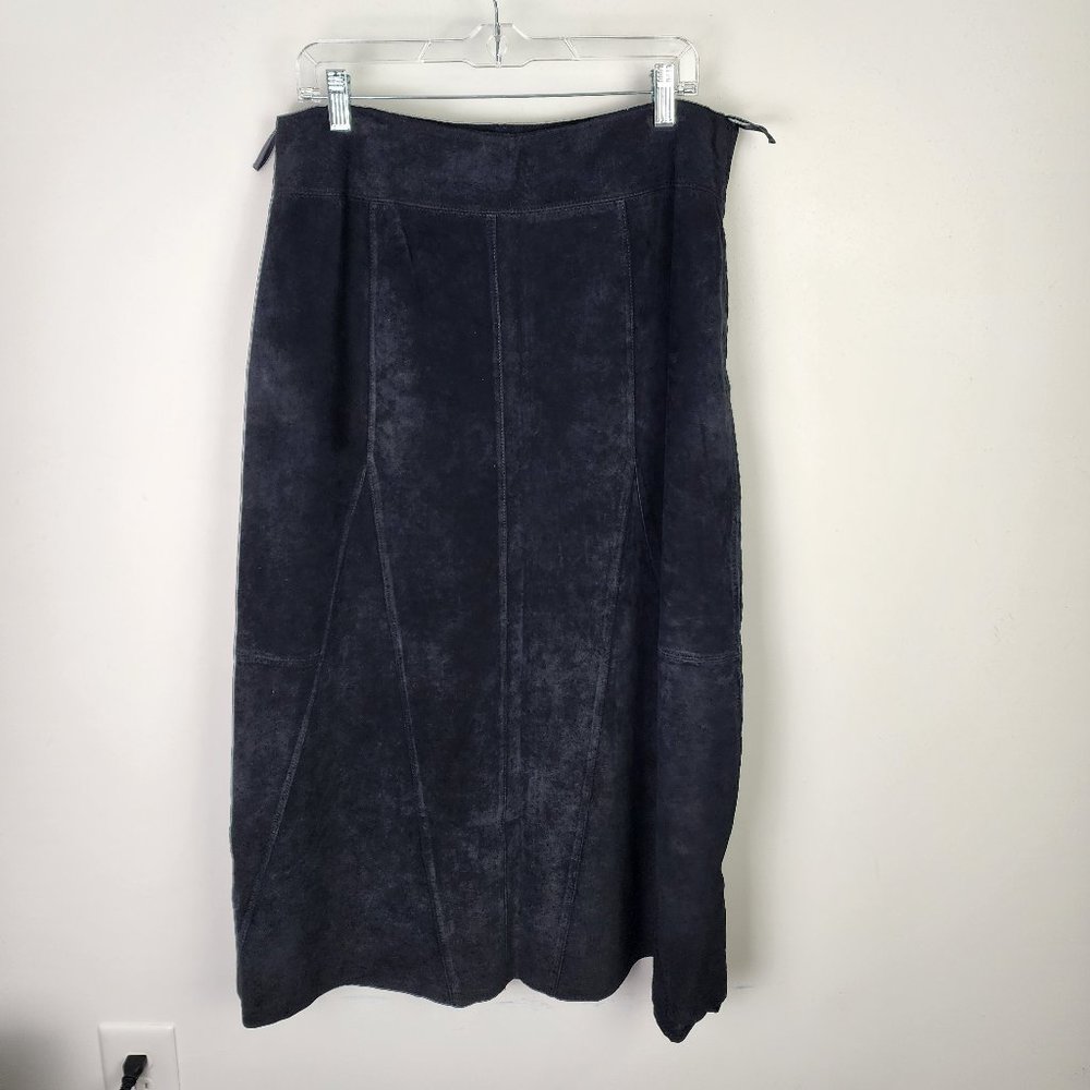 Valerie Stevens Charcoal Suede Panel A-Line Skirt